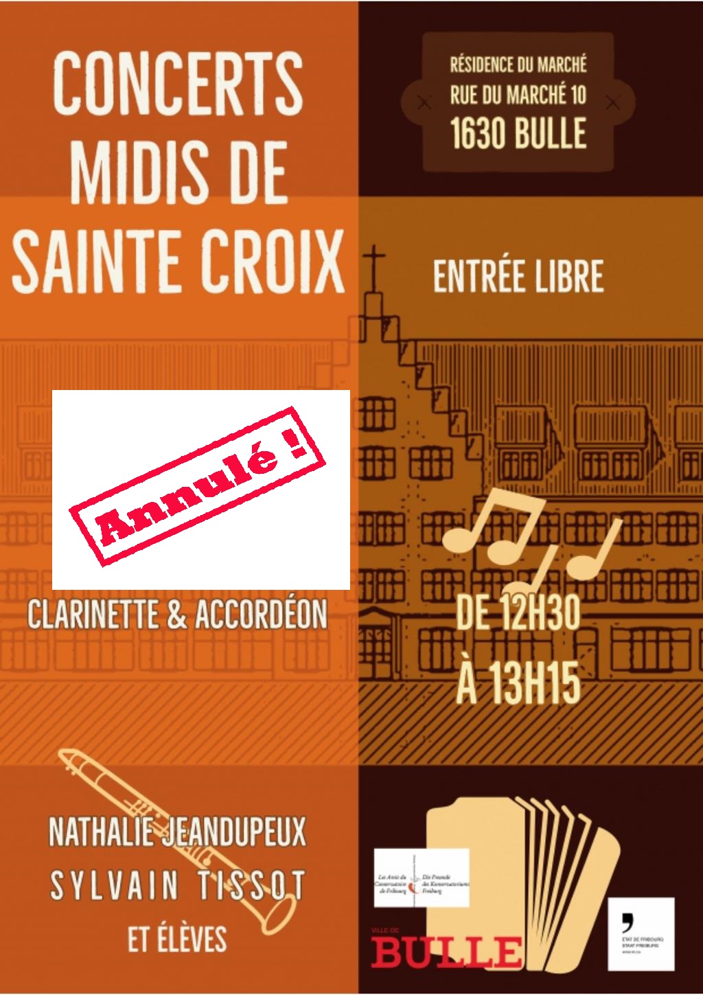 ANNULÉ - Midis de Sainte-Croix - Clarinette & Accordéon par Nathalie Jeandupeux et Sylvain Tissot et élèves