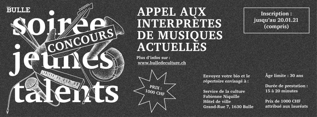 Soirées des Jeunes Talents 2021 - appel aux artistes
