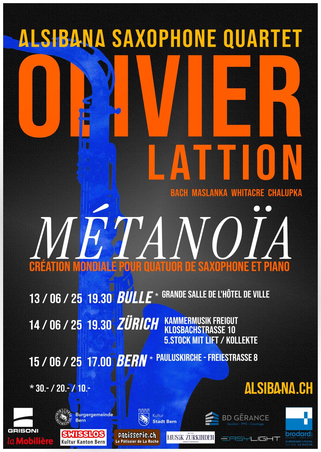 Metanoïa - Alsibana Saxophone Quartet et Olivier Lattion